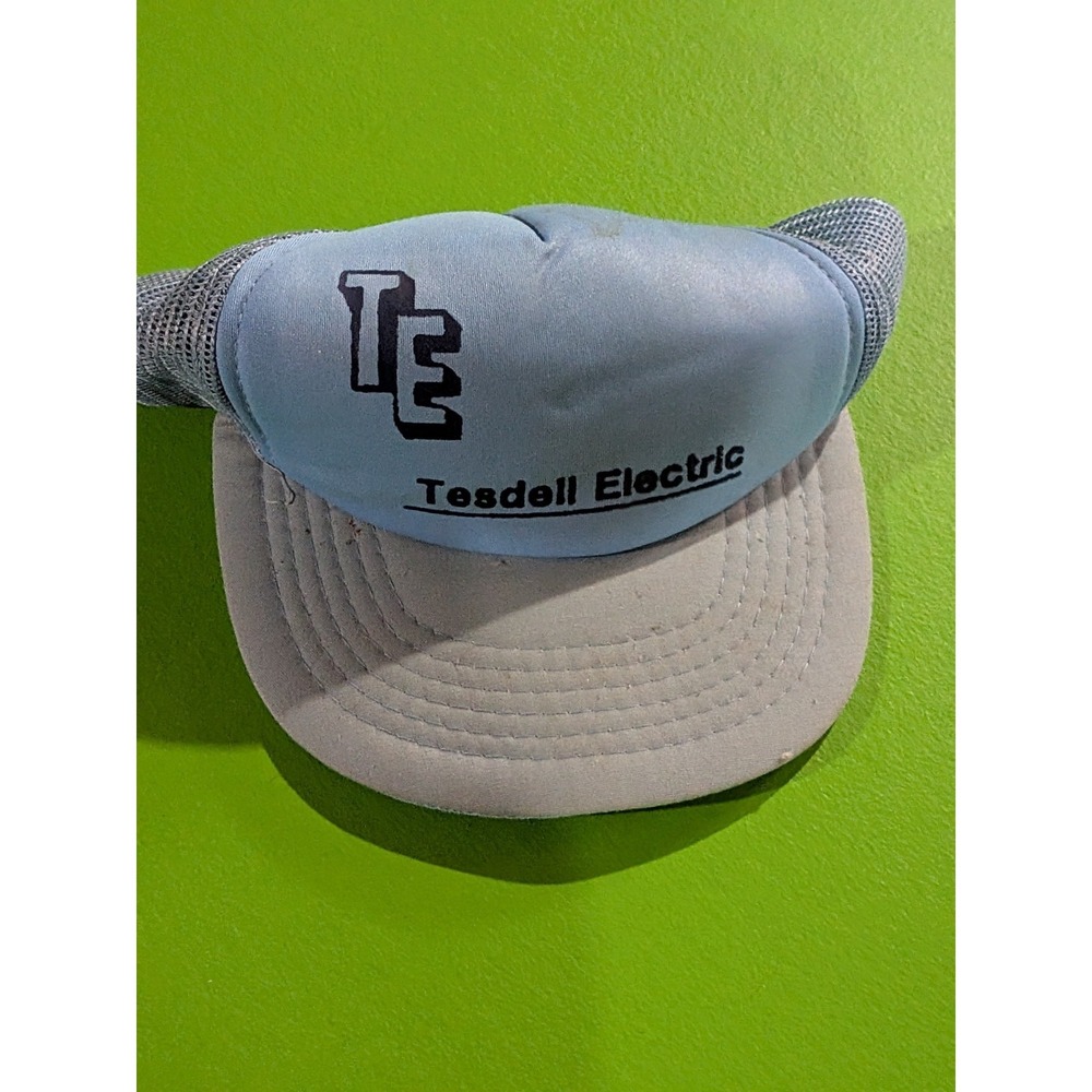 Vintage Tesdell Electric Snapback‎ Foam Mesh Trucker Hat Blue OSFM Showcase
